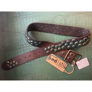 🔥 NWT NEW WITH TAGS BED|STU BED STU FREE PEOPLE LEATHER STUDDED DISTRESSED BELT